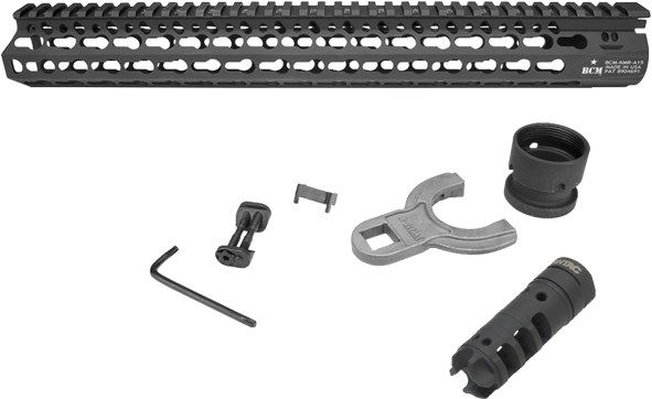 Bcm Gunfighter 15" Alpha Keymod Rail W/ Dragon Muzzle (600x600), Png Download