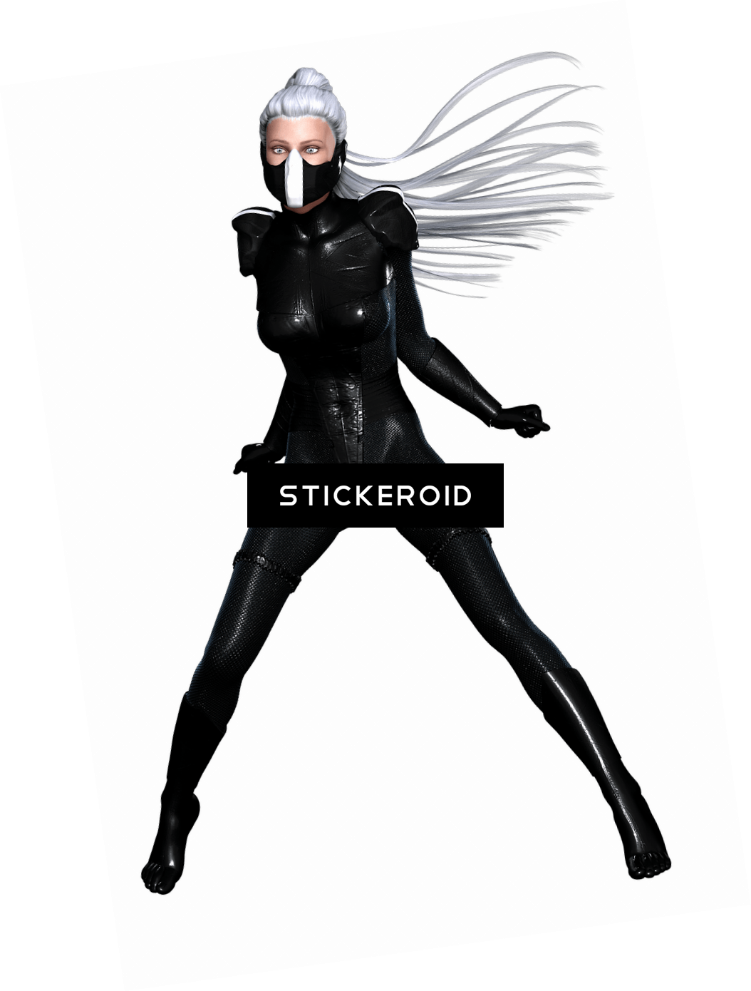 Woman Ninja Black Leather Suit (1054x1390), Png Download