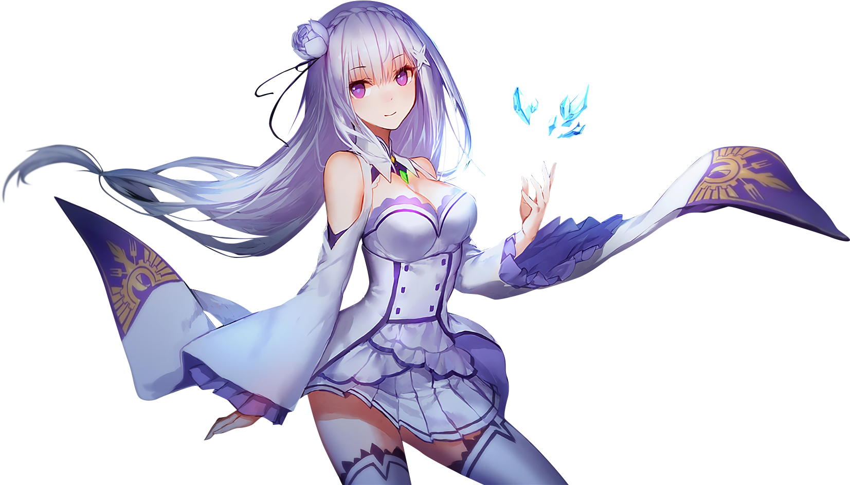Emilia Re Zero Png (1696x962), Png Download