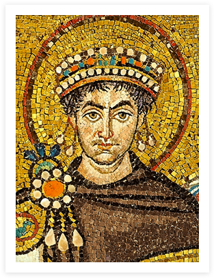 A 6th Century Mosaic Of Byzantine Emperor Justinian (748x421), Png Download