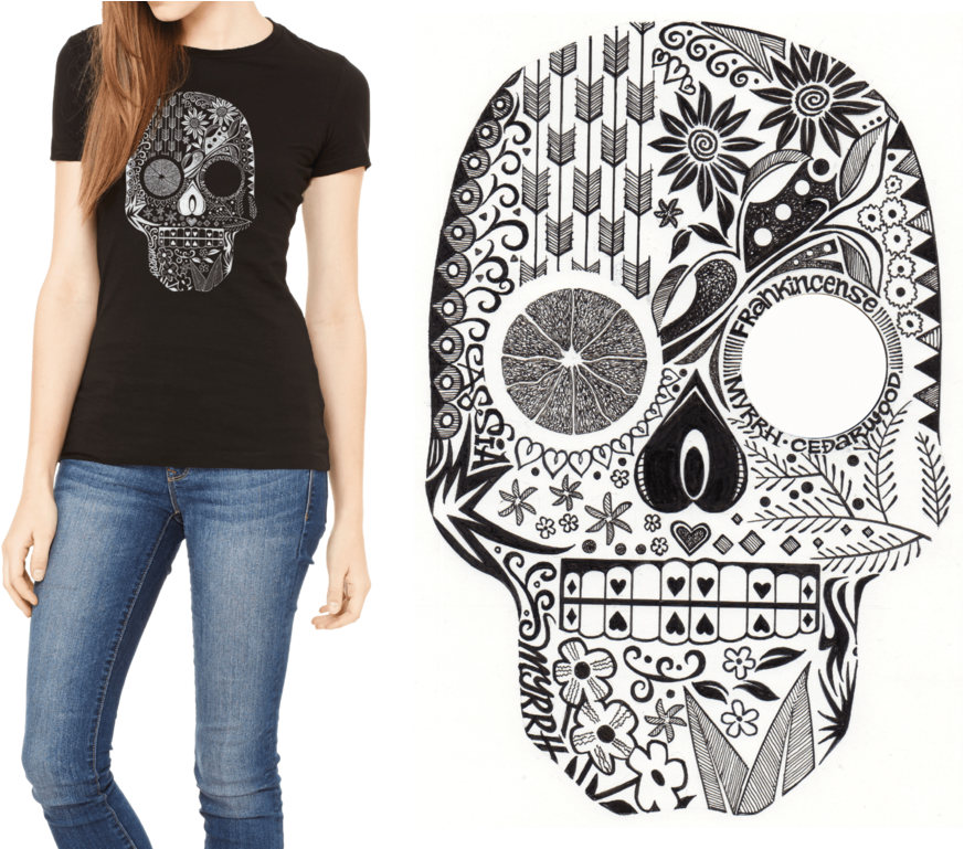 Hand Drawn Sugar Skull (1024x768), Png Download