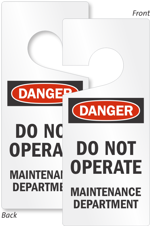 Caution Maintenance Department Lockout Door Hanger (536x800), Png Download