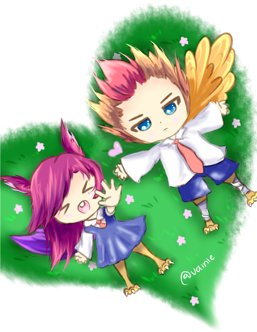 Xayah And Rakan By Vainiearts (1024x1453), Png Download