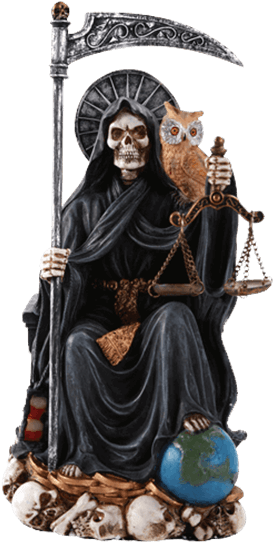 Seated Black Santa Muerte Statue (555x555), Png Download
