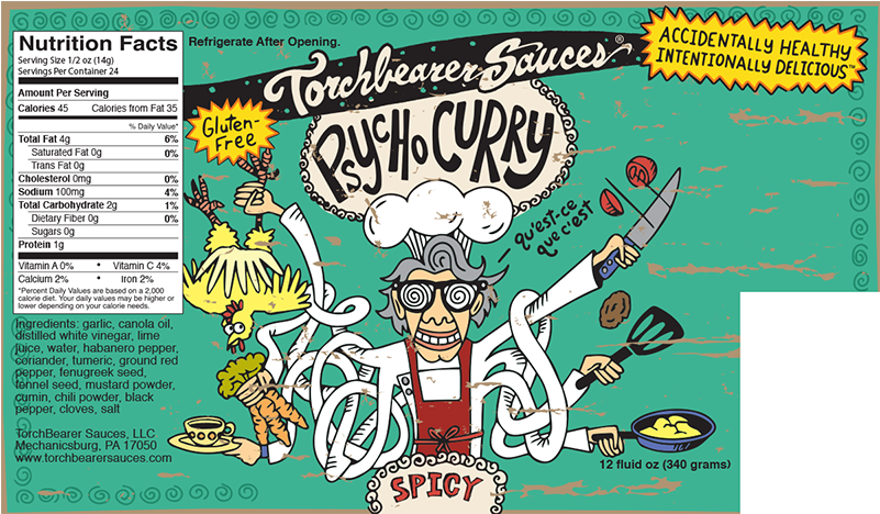 Psycho Curry Illustration Label (800x600), Png Download