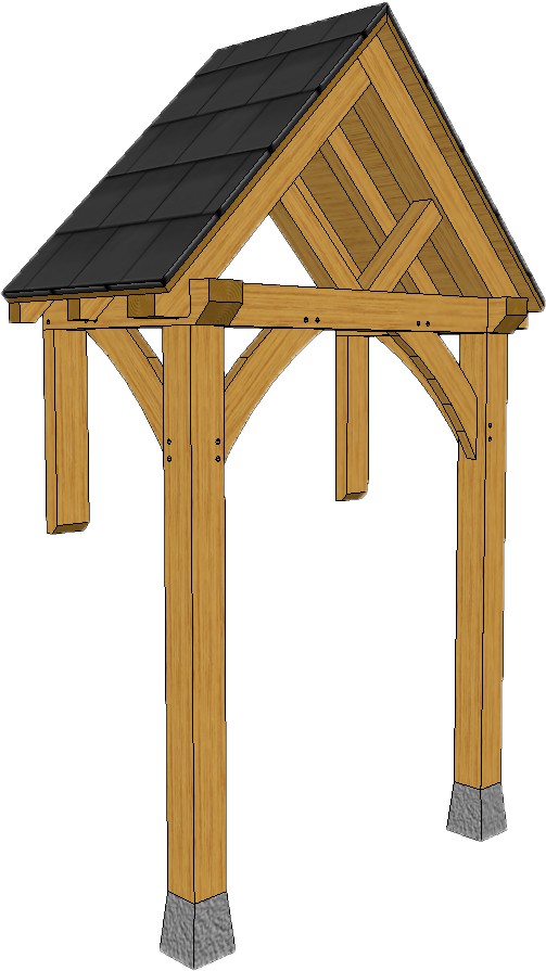 2 Post Porch A18 B Small Straight Truss Braces (503x895), Png Download