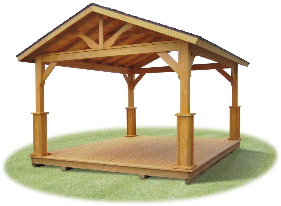 Vinyl Pavilion With Savannah Posts, Open Gable Ends, (1000x733), Png Download