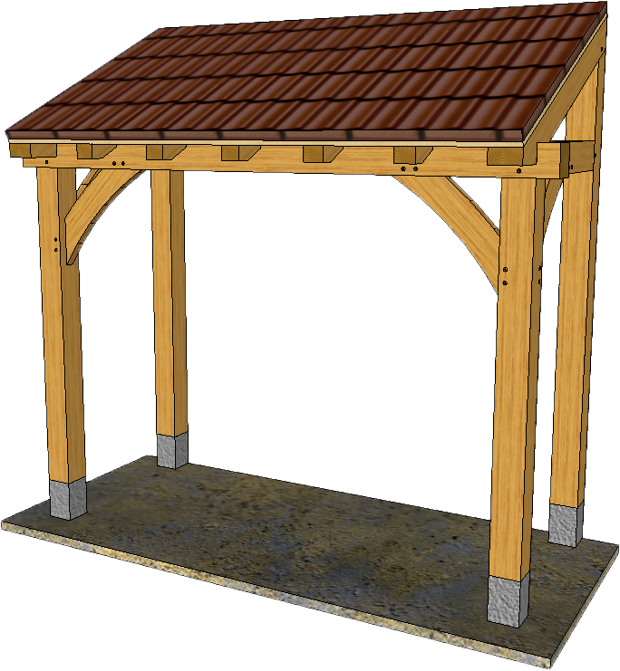 Lean Too Open Porch With Roof L1 (684x741), Png Download
