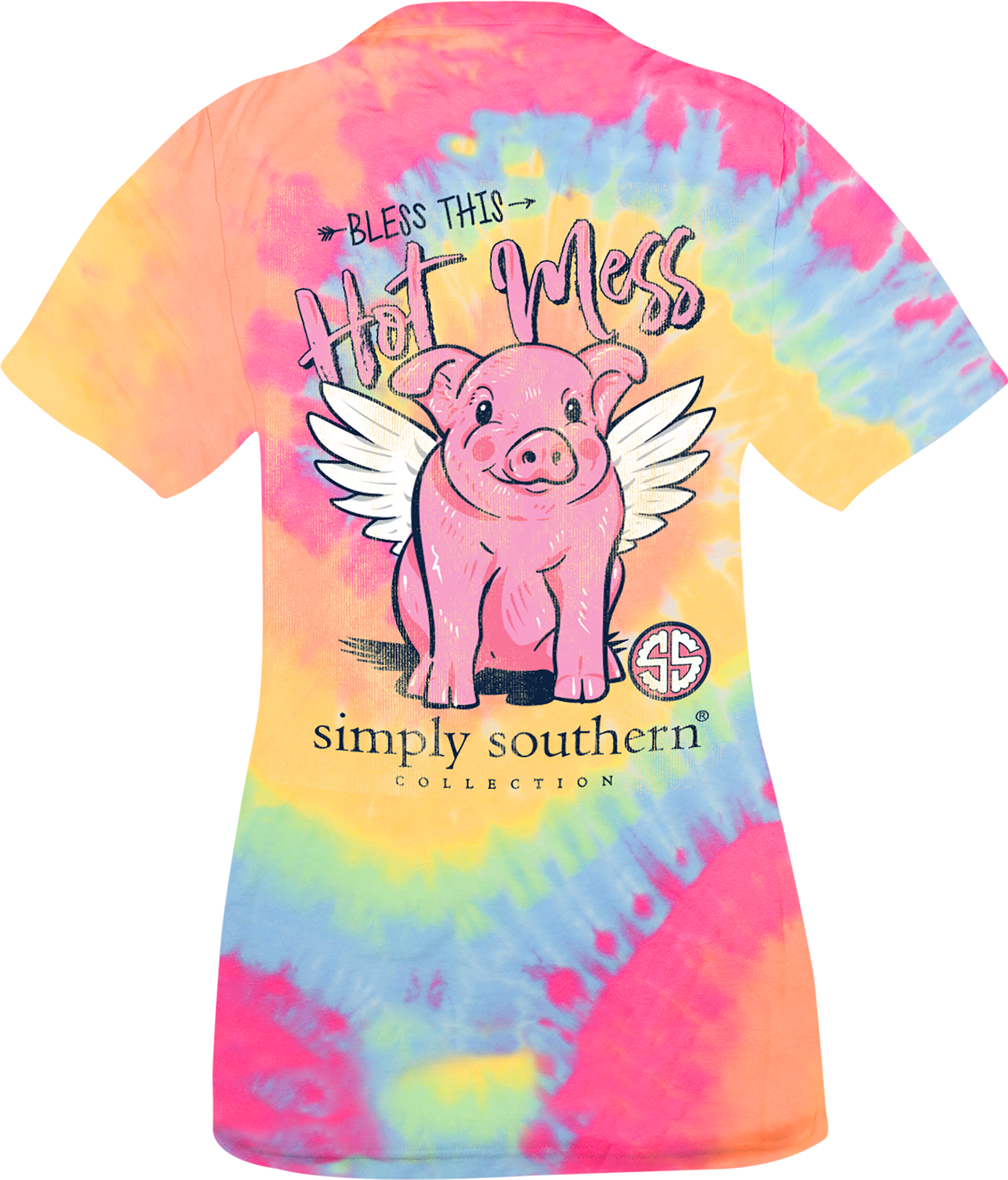 Youth 'bless This Hot Mess' Flying Pig Short Sleeve (2327x2808), Png Download