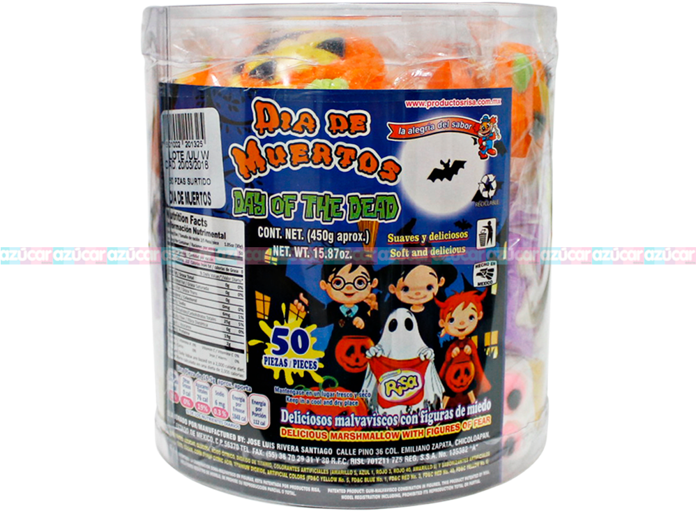 Risa Malvavisco Dia De Muertos Surtido 12/50 Productos (1000x1000), Png Download