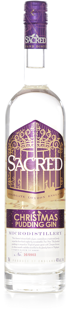 Sacred Christmas Pudding Gin (400x1300), Png Download
