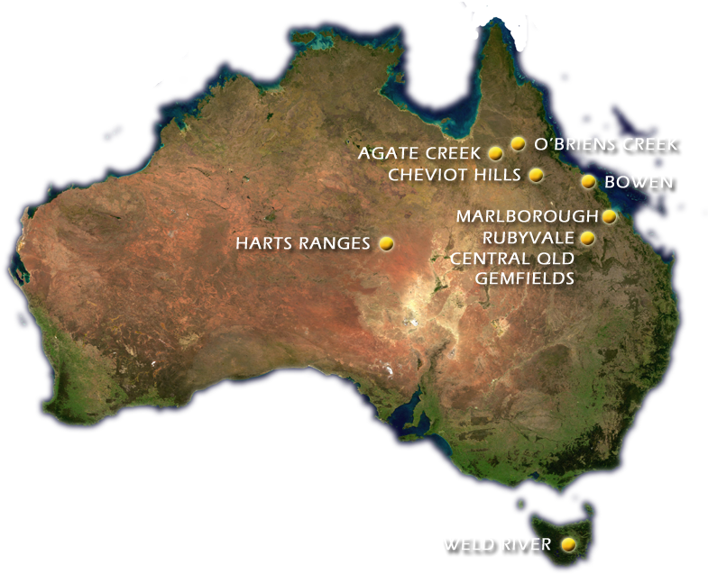 Map Of Australia Showing Important Gemstone Locations (800x658), Png Download
