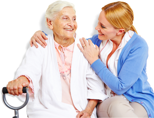 An Elderly And A Nurse - Nurse With Patient Png (735x489), Png Download