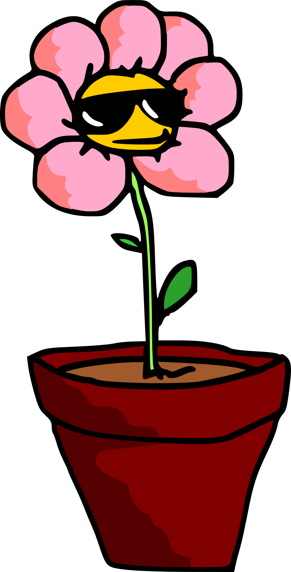 Potted Plants And Flowers Png - Plants With Sunglasses Cartoon (979x1920), Png Download