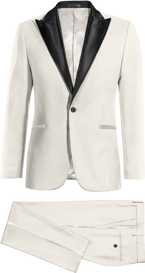 White & Black Peak Lapel Tuxedo - Tuxedo White Without Model (600x990), Png Download