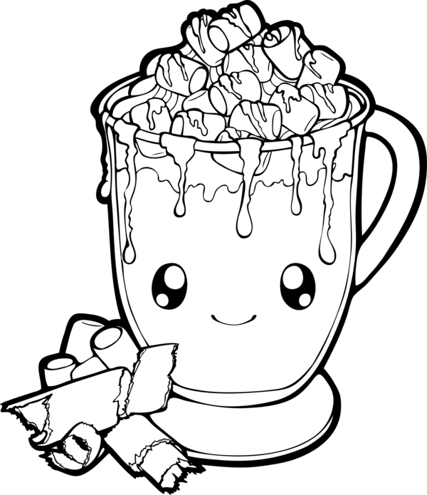Chocolate Drawing Art - Drawing Of Hot Chocolate (600x695), Png Download