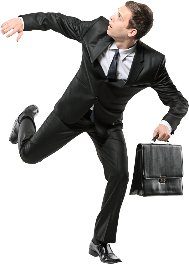 You Have Bigger Fish To Fry - Man Running Away Looking Back (632x867), Png Download