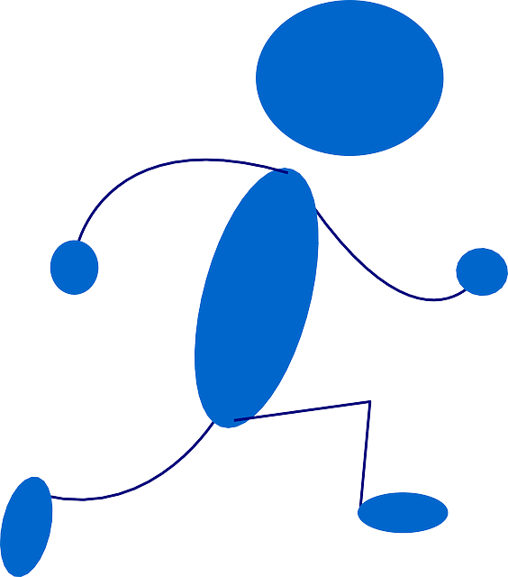 Blue, Stick, Symbol, People, Man, Sprint, Men, Running - Blue Man Clip Art (564x640), Png Download