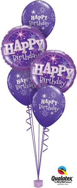 Birthday Purple Sparkle Bouquet At London Helium Balloons - Lavender Unicorn Birthday Party Balloon Bouquet, Purple (600x600), Png Download