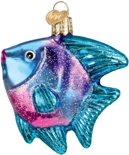 Tropical Angel Fish - Old World Christmas Glass Blown Blue Angel Fish Ornament (480x480), Png Download