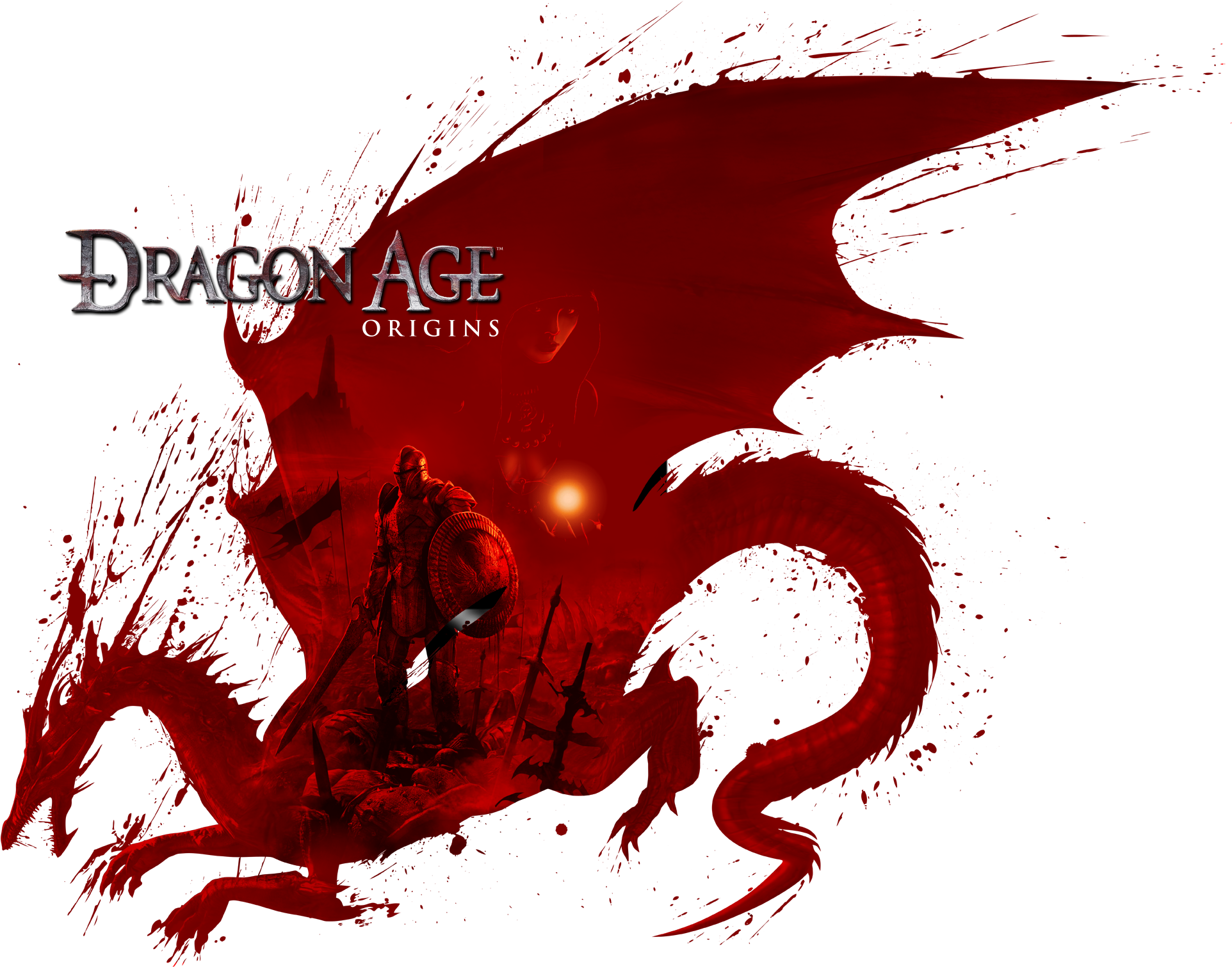 Reddragonwithlogo - Dragon Age Origins Logo (2000x1643), Png Download