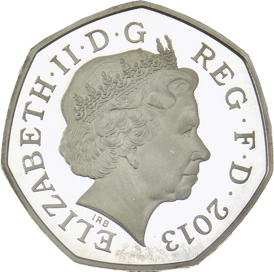 2013 Christopher Ironside 50p Silver Proof Coin Penny - Round Stamp Design Png (900x900), Png Download