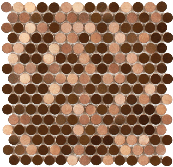 Brushed Copper Rounds Metal Mosaic Tile (600x577), Png Download