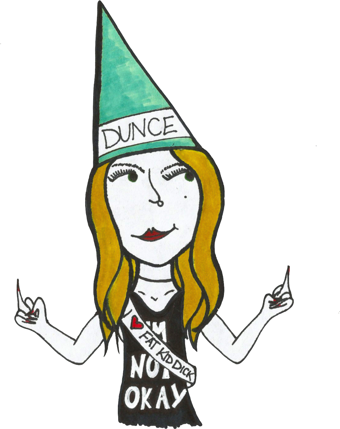 Memoir High School Angst - Girl With Dunce Cap Cartoon (1157x1414), Png Download