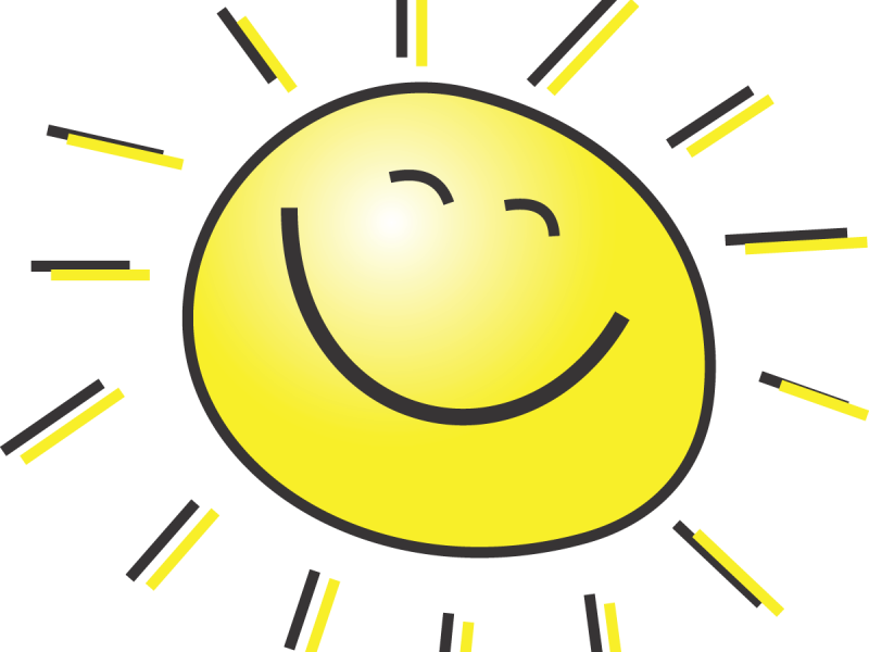 Happy Smiling Sun - Clip Art Sunny Face (800x600), Png Download
