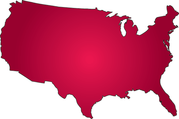 Picture Free Stock Outline All About Usa Simple Source - Red United States Outline (584x388), Png Download