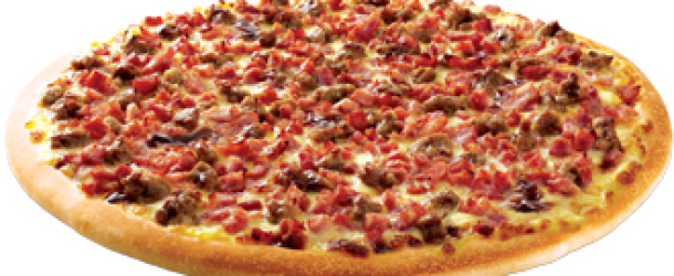 Bacon Cheeseburger Pizza - Bacon Cheeseburger Supreme Pizza Hut (610x250), Png Download