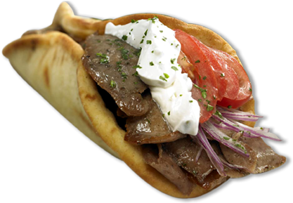Lamb Shawarma Wrap $9 - Gyro Sandwich (434x288), Png Download