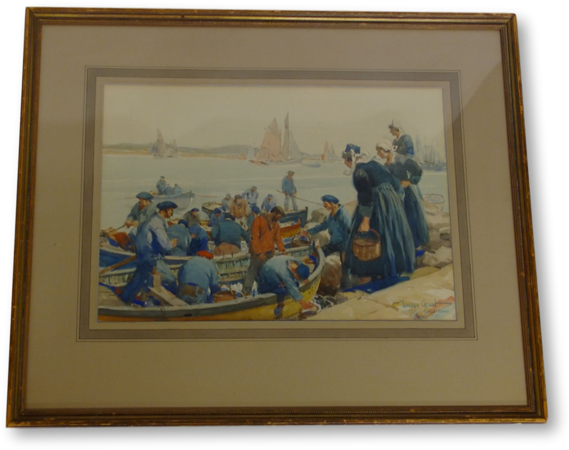 "concarneau" Original Watercolor By Gordon Grant - Picture Frame (2047x2048), Png Download