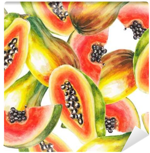 Art Print: Lenavetka87's Watercolor Papaya Pattern, (400x400), Png Download