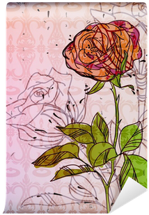 Vector Background With A Single Rose Wall Mural • Pixers® - Zinnia (400x400), Png Download