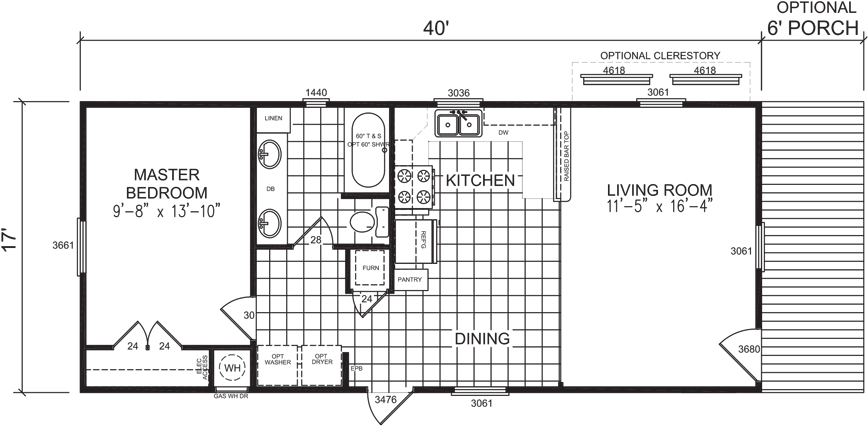 The Glen Rose Model Has 1 Bed And 1 Bath - Mobile Home (880x436), Png Download