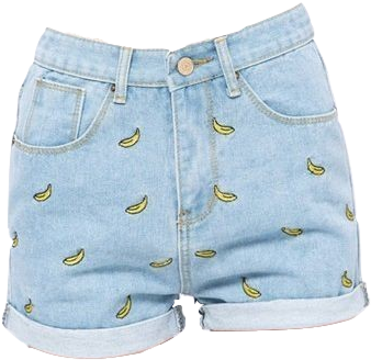 Banana Denim Shorts - Shorts (355x358), Png Download