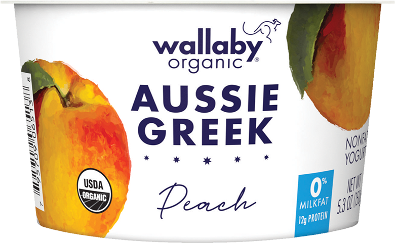 Peach Organic Greek Nonfat Yogurt - Wallaby Yogurt (800x502), Png Download