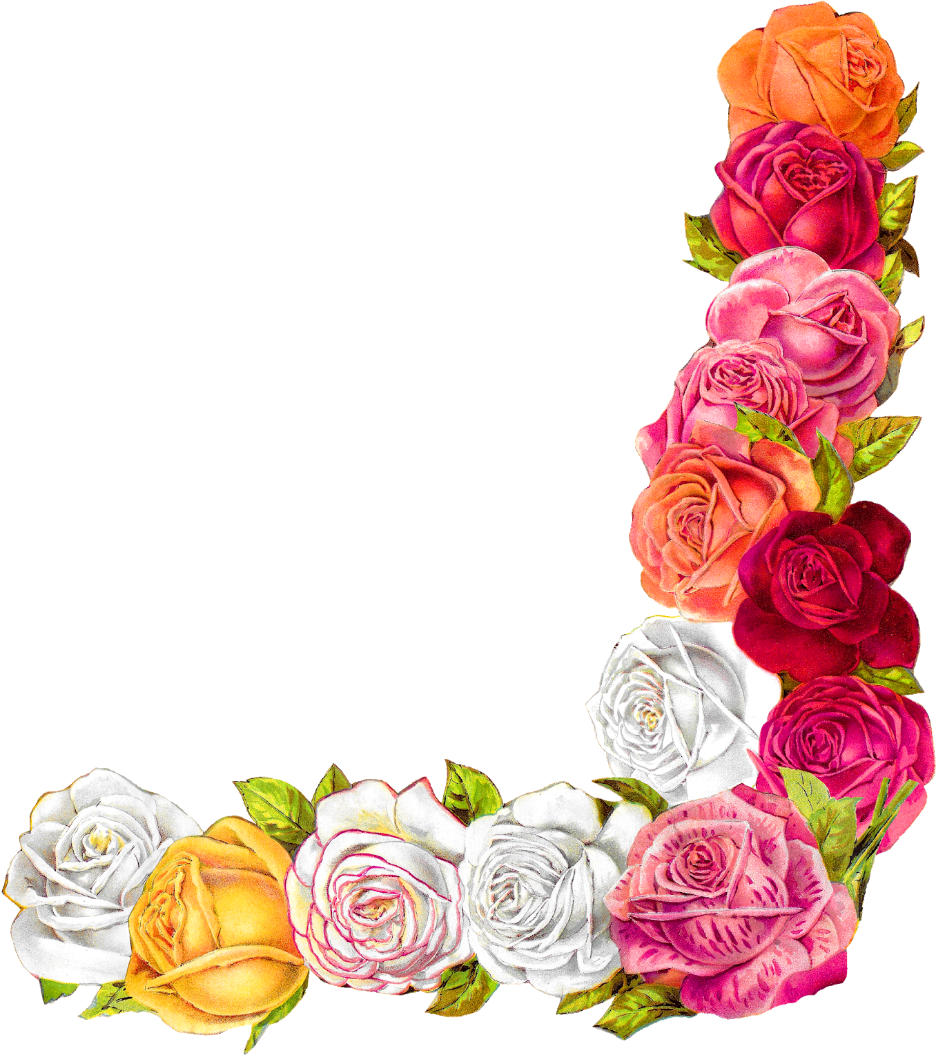 Digital Shabby Chic Rose Border Download - Border Design For Scrapbook (1474x1600), Png Download