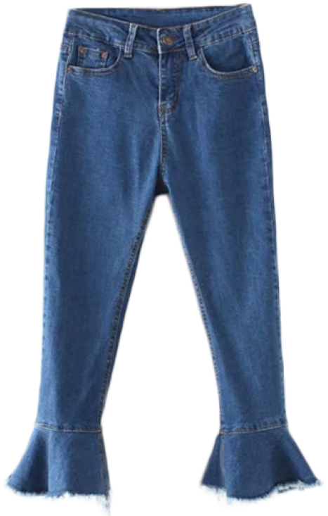 Zaful Womens Frayed Hem Bell Bottom Jeans - Denim (558x744), Png Download