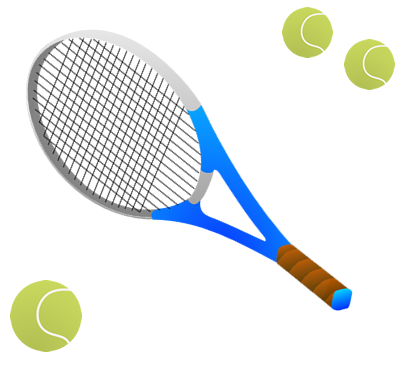 Tennis And Pickleball - Blue Tennis Racket Shower Curtain (475x420), Png Download