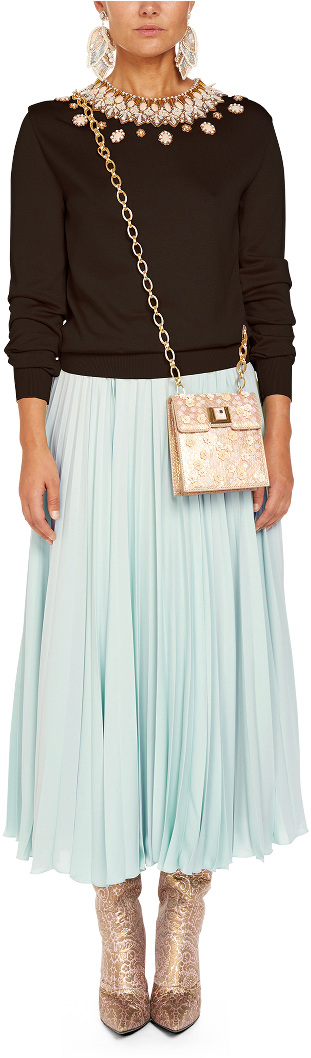 Pleated Midi Skirt - Overskirt (532x1170), Png Download