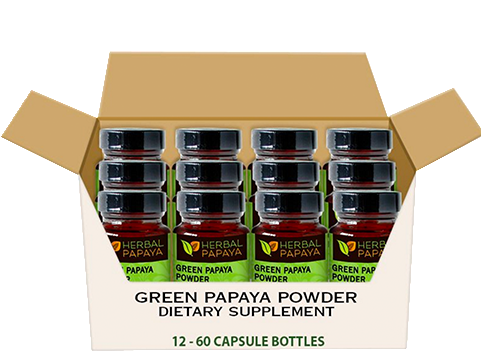 Green Papaya Capsules - Case - Papaya Leaf Extract - 12/60 Veggie Capsules (480x600), Png Download