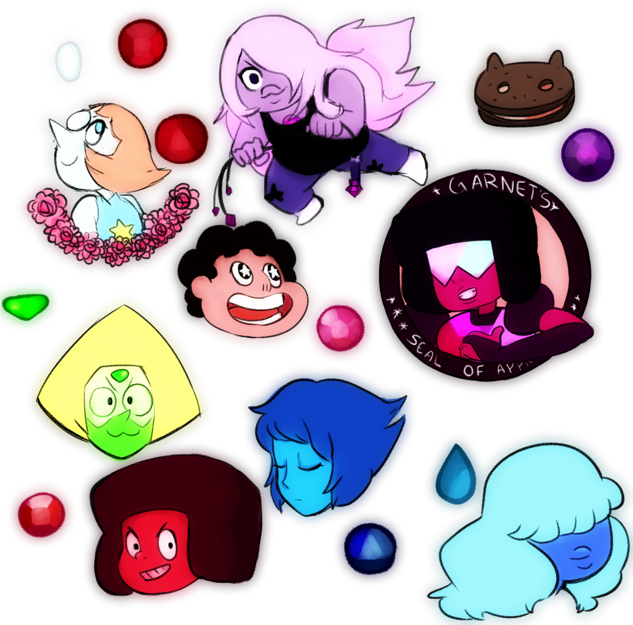 Ruby And Sapphire Lapiz Lazuli Peridot Garnet Steven (1280x1280), Png Download