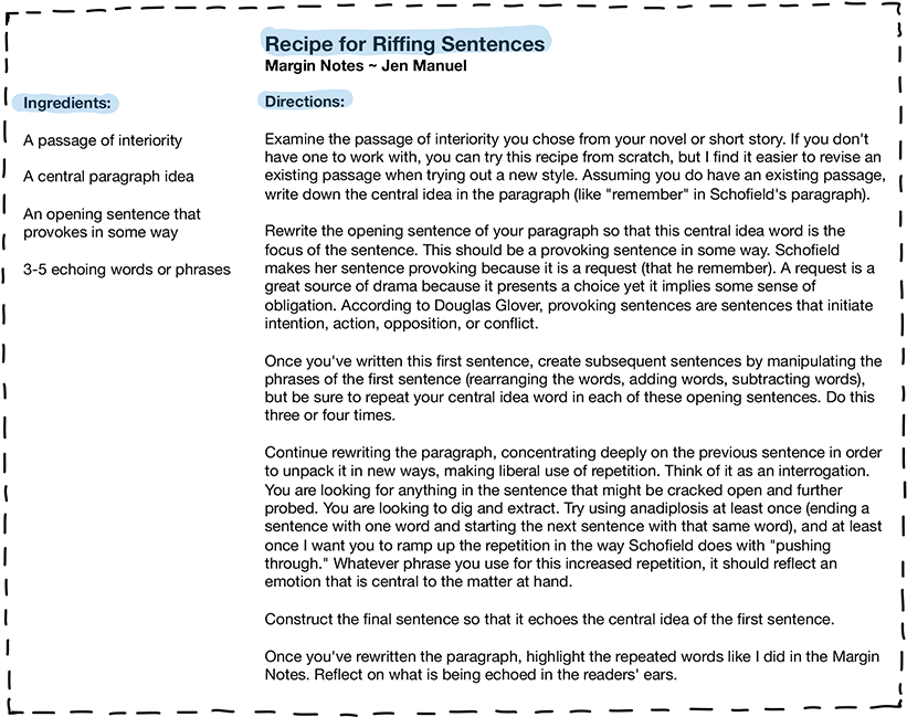 Margin Notes Recipe Card For Riffing Sentences (840x663), Png Download