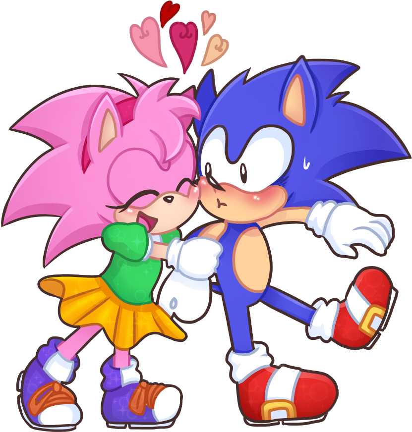 Classic Amy Rose And Classic Sonic Www Pixshark Com (896x892), Png Download