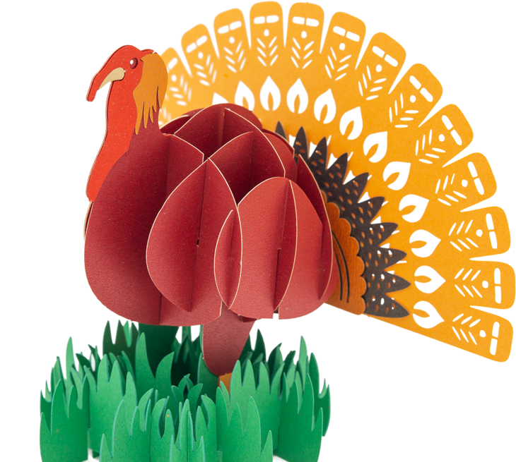 Turkey Thanksgiving Pop Up Card (1280x654), Png Download