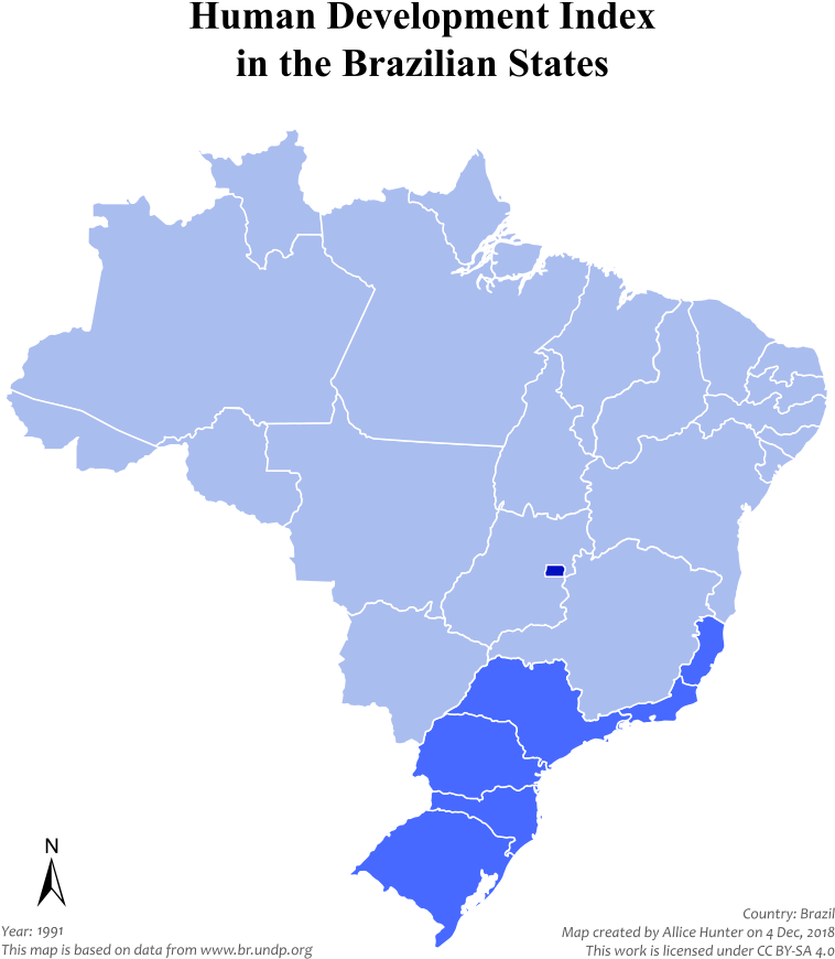Brazilian States By Hdi (774x890), Png Download