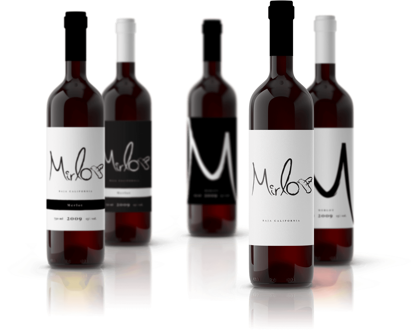 Six Bottles Of Mirlo Wine Baja California (2000x1486), Png Download