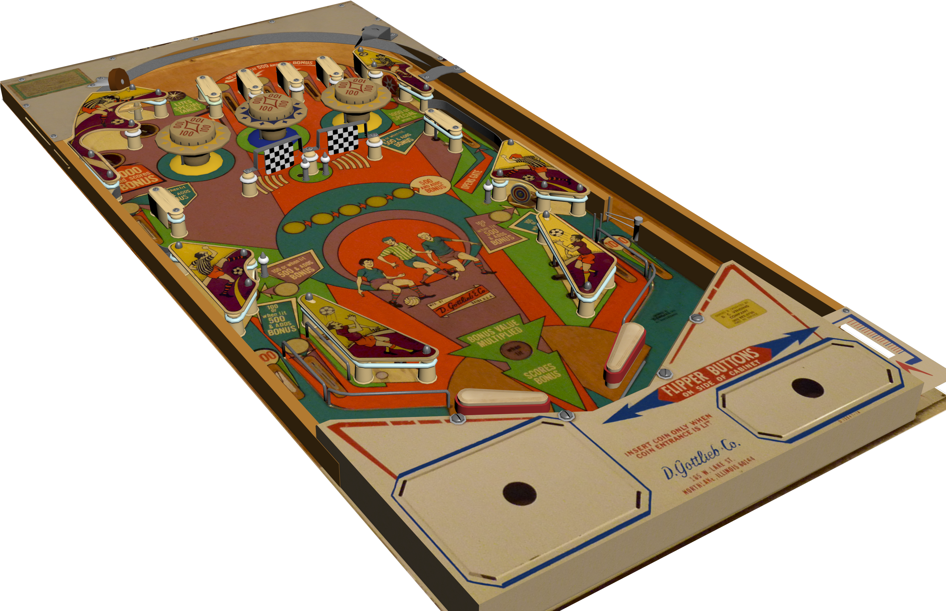 I Created This 3d Model Of My Own Gottlieb Soccer Pinball (3179x2063), Png Download